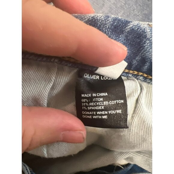 Oliver Logan Sz 34 Light Wash Frayed Hem Wide Leg Jeans Boho - Picture 11 of 11